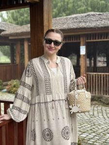 Tam boy mila Seçil elbise taş