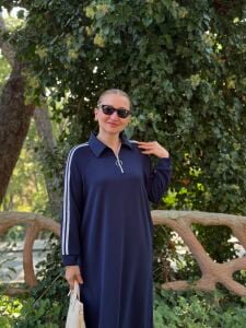 Polo şeritli Modal elbise laci