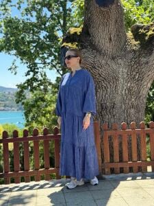 Polo Brode Patlı tensel elbise indigo