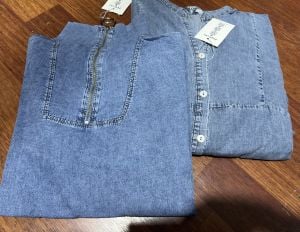 Yarım Fermuarlı tensel kot elbise