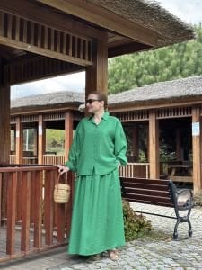 Tensel etekli takım yeşil