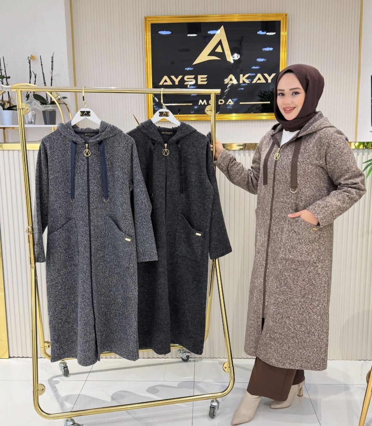 A.Akay Fermuarlı Kaşe kap siyah