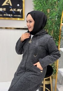 A.Akay Fermuarlı Kaşe kap siyah