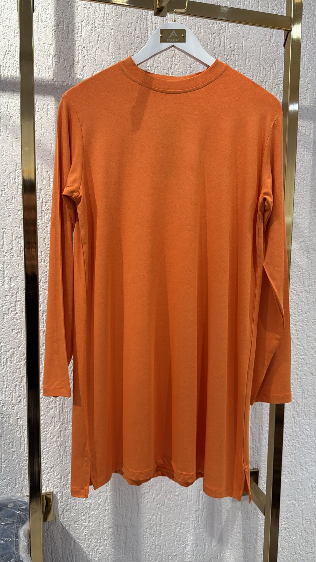 A.akay Uzun kol basic tişört turuncu