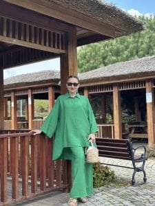 Pantolonlu Tensel takım yeşil