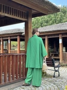 Pantolonlu Tensel takım yeşil