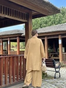 Pantolonlu Tensel takım camel