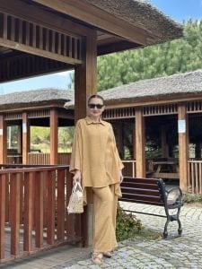 Pantolonlu Tensel takım camel