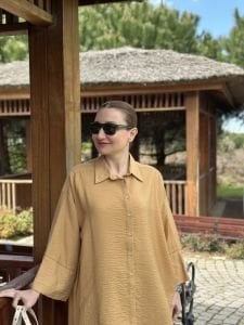 Pantolonlu Tensel takım camel