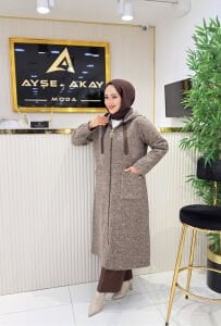 A.Akay Fermuarlı Kaşe kap kahve