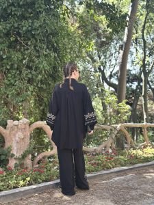 Viskon Nakışlı Takım Siyah 2140