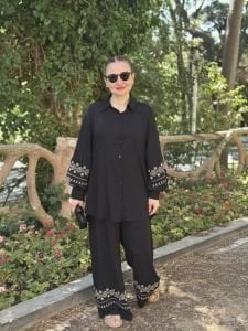 Viskon Nakışlı Takım Siyah 2140