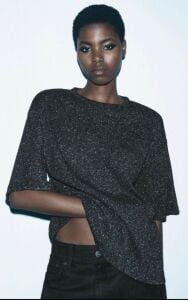 Orjinal likralı oversize Z.R simli bluz