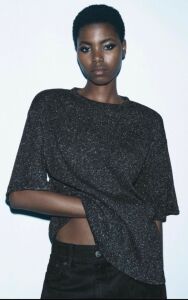 Orjinal likralı oversize Z.R simli bluz