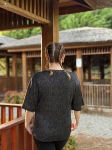 Orjinal likralı oversize Z.R simli bluz