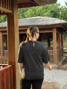 Orjinal likralı oversize Z.R simli bluz