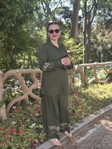 Viskon Nakışlı Takım Haki 2140