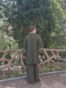 Viskon Nakışlı Takım Haki 2140