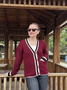 ZARA MODEL Kolej hırka bordo