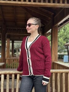 ZARA MODEL Kolej hırka bordo