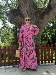 Pembe gri Viskon katleya elbise