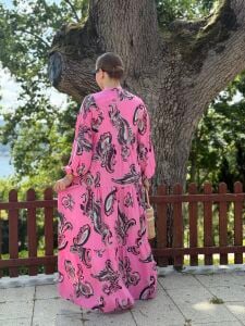Pembe gri Viskon katleya elbise
