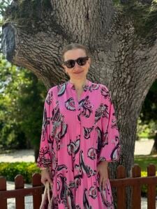 Pembe gri Viskon katleya elbise