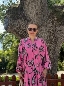 Pembe gri Viskon katleya elbise