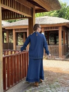 Ceketli içi kolsuz elbiseli Kot Takım