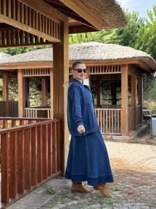 Ceketli içi kolsuz elbiseli Kot Takım