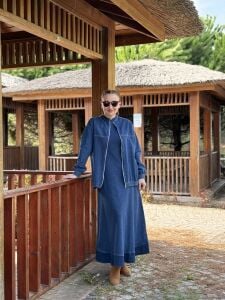 Ceketli içi kolsuz elbiseli Kot Takım