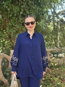 Viskon Nakışlı Takım Lacivert 2140