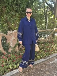 Viskon Nakışlı Takım Lacivert 2140