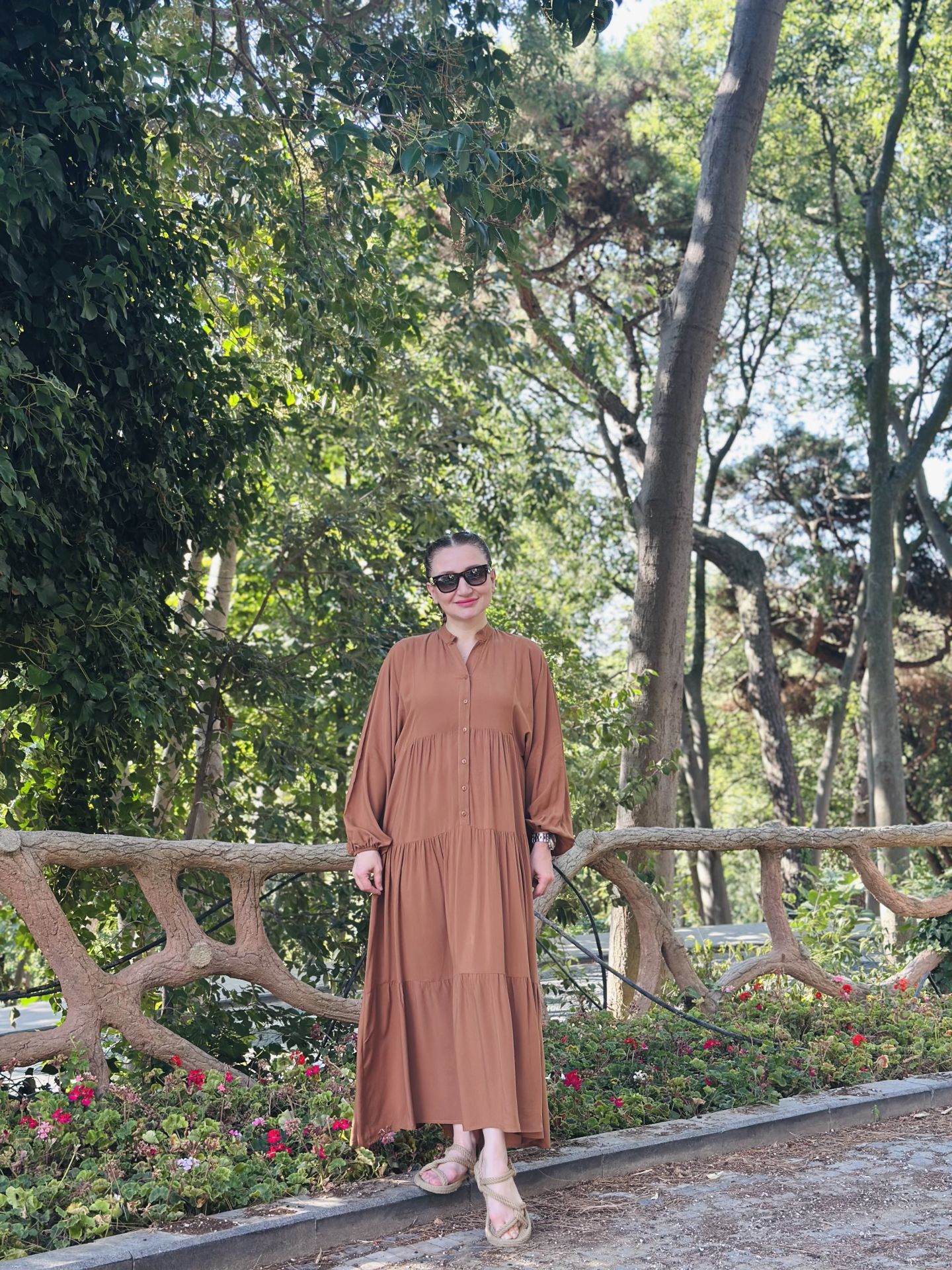 Viskon düz katleya elbise taba