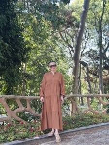 Viskon düz katleya elbise taba