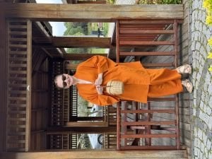 Turuncu kimono keten pantolon takım