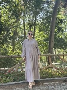 Viskon düz katleya elbise uzay gri