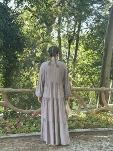 Viskon düz katleya elbise uzay gri
