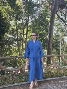 Viskon düz katleya elbise Parlament Mavi