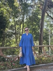 Viskon düz katleya elbise Parlament Mavi