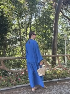 Viskon düz katleya elbise Parlament Mavi