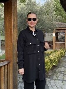 A.AKAY Örme detaylı Denim takım Siyah