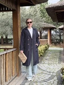 Lacivert düğmeli astarlı Trençkot