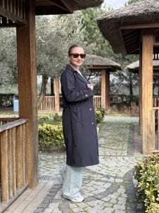 Lacivert düğmeli astarlı Trençkot