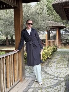 Lacivert düğmeli astarlı Trençkot