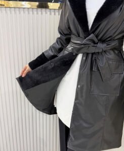 Premium ithal kürk detaylı Deri ceket