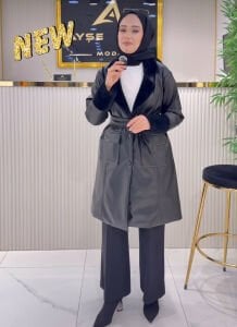 Premium ithal kürk detaylı Deri ceket