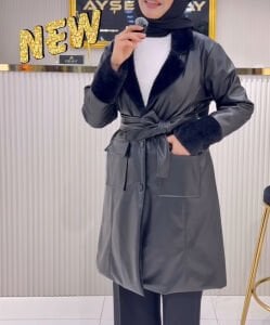 Premium ithal kürk detaylı Deri ceket