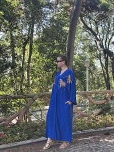 2106 pullu nakışlı viskon elbise saks