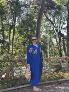 2106 pullu nakışlı viskon elbise saks